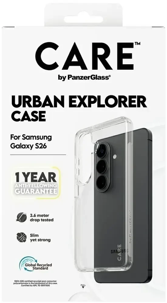 „Panzer Glass CARE by PanzerGlass Urban Explorer“ skaidrus dėklas, skirtas „Samsung Galaxy S26“ – skaidrus