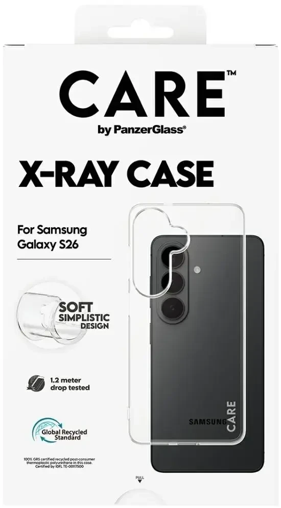 „Panzer Glass CARE by PanzerGlass“ rentgeno dėklas, skirtas „Samsung Galaxy S26“ – skaidrus
