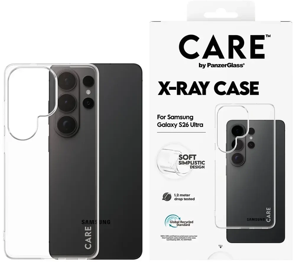„Panzer Glass CARE by PanzerGlass“ rentgeno dėklas, skirtas „Samsung Galaxy S26 Ultra“ – skaidrus
