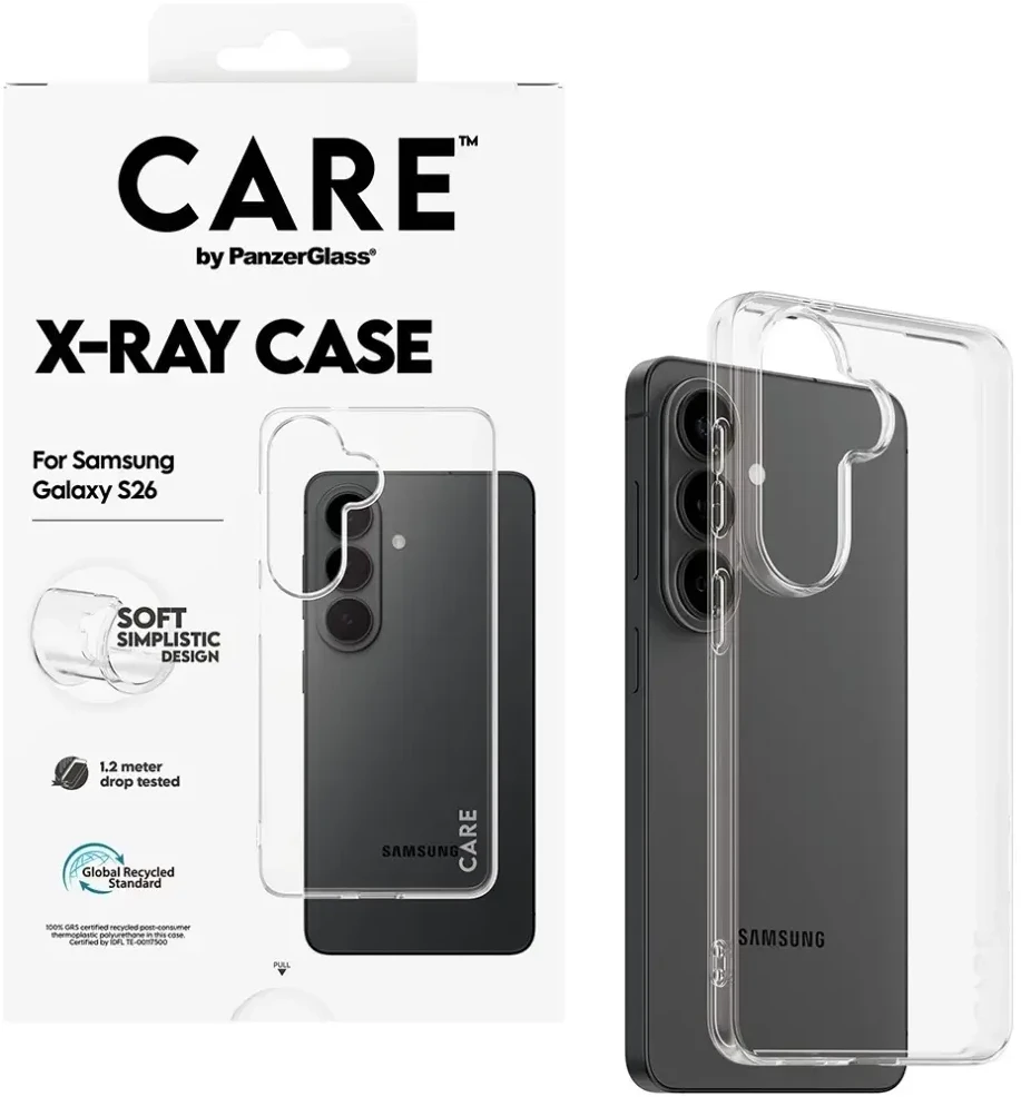 „Panzer Glass CARE by PanzerGlass“ rentgeno dėklas, skirtas „Samsung Galaxy S26“ – skaidrus