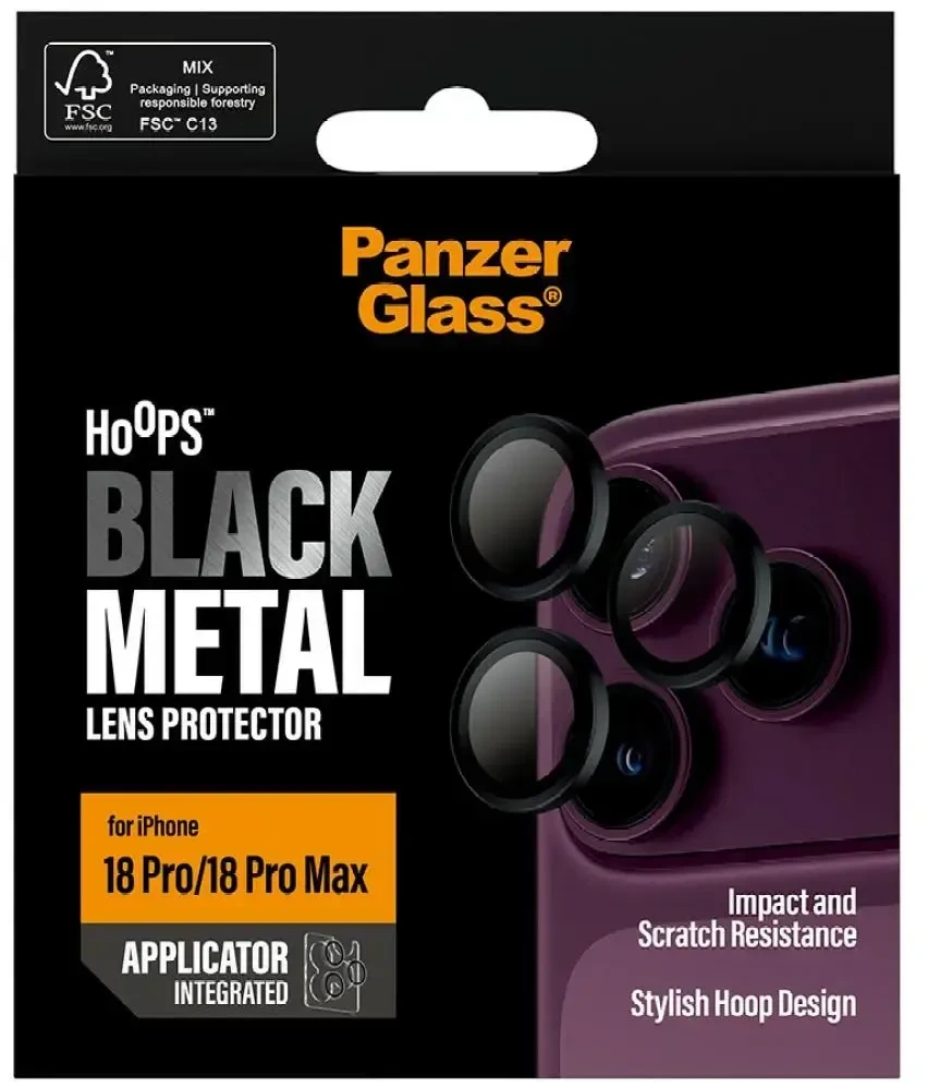 Panzer Glass PanzerGlass Hoops Transparent Camera Lens Protector - osłonki na obiektywy do iPhone 18 Pro/18 Pro Max juoda (PG41297)