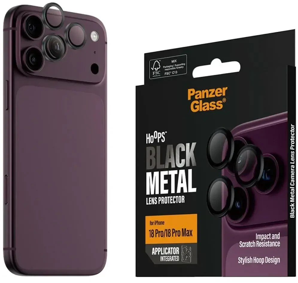 Panzer Glass PanzerGlass Hoops Transparent Camera Lens Protector - osłonki na obiektywy do iPhone 18 Pro/18 Pro Max juoda (PG41297)