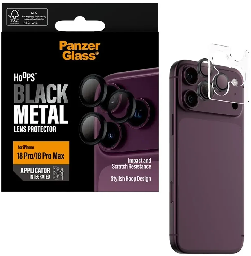 Panzer Glass PanzerGlass Hoops Transparent Camera Lens Protector - osłonki na obiektywy do iPhone 18 Pro/18 Pro Max juoda (PG41297)