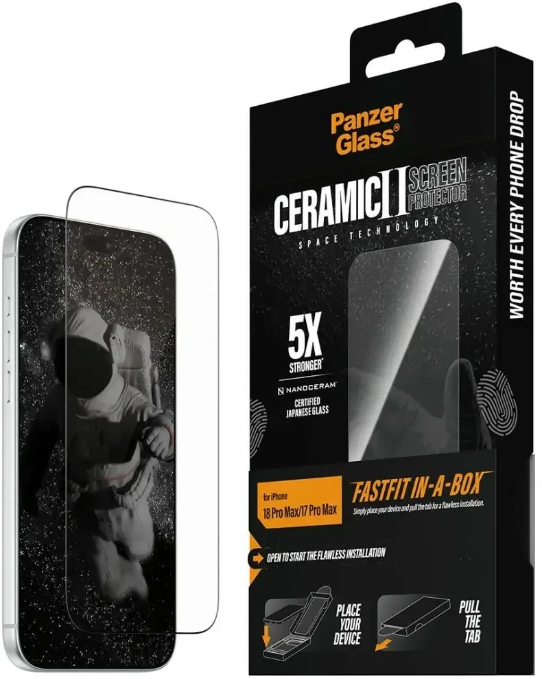 Panzer Glass Ceramic Screen Protector PanzerGlass w. FastLift in-a-box do iPhone 18 Pro Max / 17 Pro Max