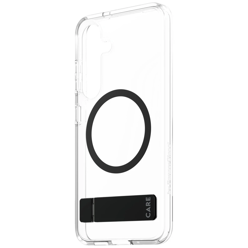 Dėklas Panzer Glass CARE by PanzerGlass Feature Juodas Kickstand & QI Samsung Galaxy S25 skaidrus