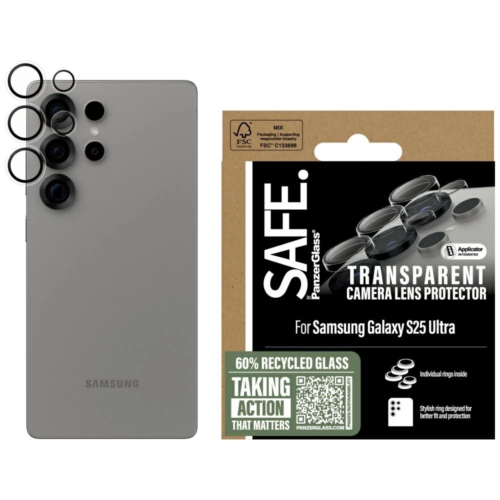 Panzer Glass Ekrano apsauga kamerai SAFE by PanzerGlass Rings Lens Protector Samsung Galaxy S25 Ultra skaidrus
