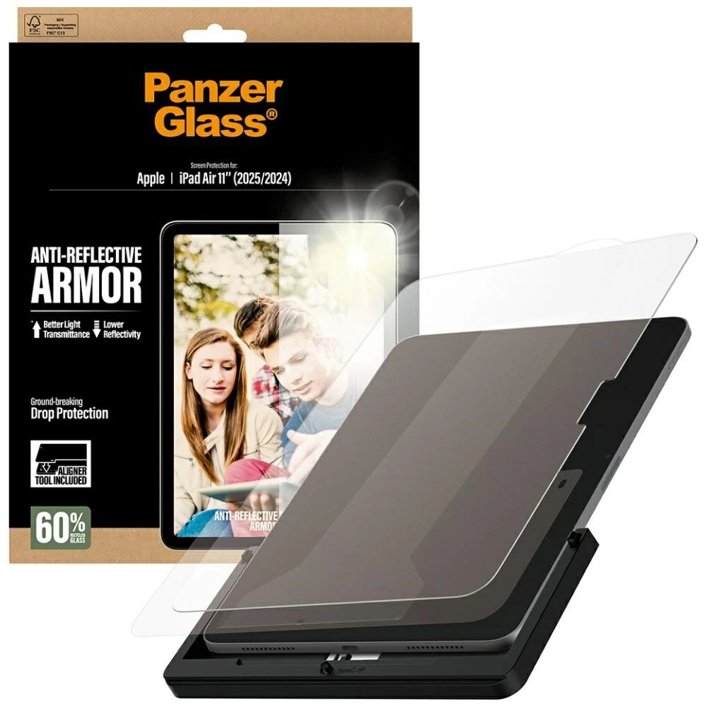 Panzer Glass „PanzerGlass“ itin plataus skersmens grūdinto stiklo apsauginis stiklas „iPad Air 11" 2025“ (7-osios kartos) / „iPad Air 11" 2024“ (6-osios kartos) planšetiniam kompiuteriui