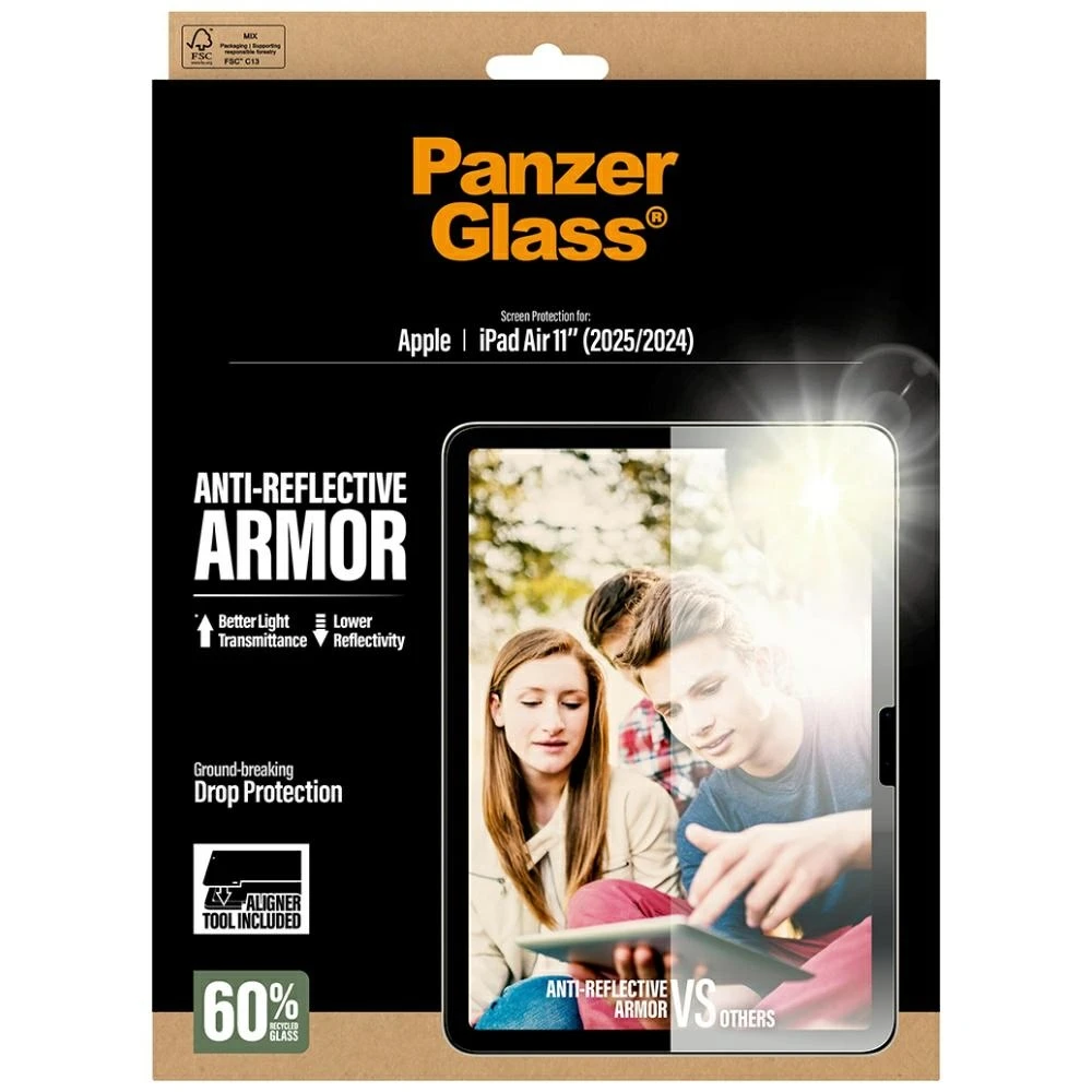 Panzer Glass „PanzerGlass“ itin plataus skersmens grūdinto stiklo apsauginis stiklas „iPad Air 11" 2025“ (7-osios kartos) / „iPad Air 11" 2024“ (6-osios kartos) planšetiniam kompiuteriui