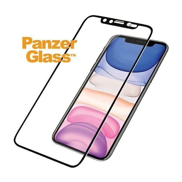 Panzer Glass PanzerGlass E2E Super+ grūdintas stiklas su fotoaparato dangteliu su Swarovski kristalu, skirtas iPhone XR / 11 - su juodu rėmeliu