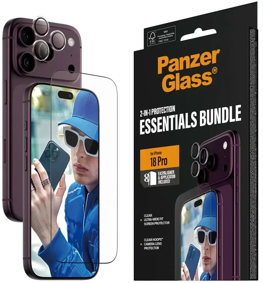 Panzer Glass PanzerGlass Essentials 2-in-1 ekrano ir objektyvo apsaugos rinkinys iPhone 18 Pro