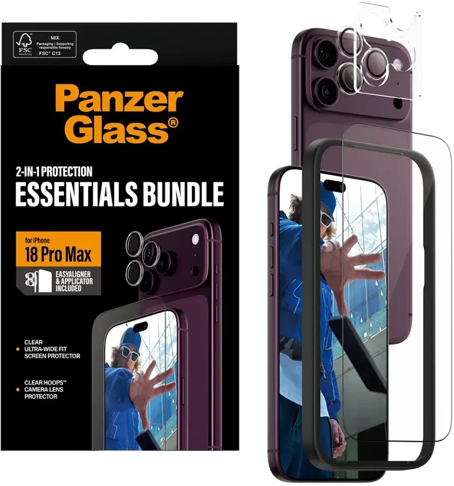 Panzer Glass PanzerGlass ® 2-in-1 Essentials Bundle iPhone 18 Pro Max, Apple - iPhone 18 Pro Max, Dry application, Scratch resistant, Shock resistant, Transparent, 1 pc(s)