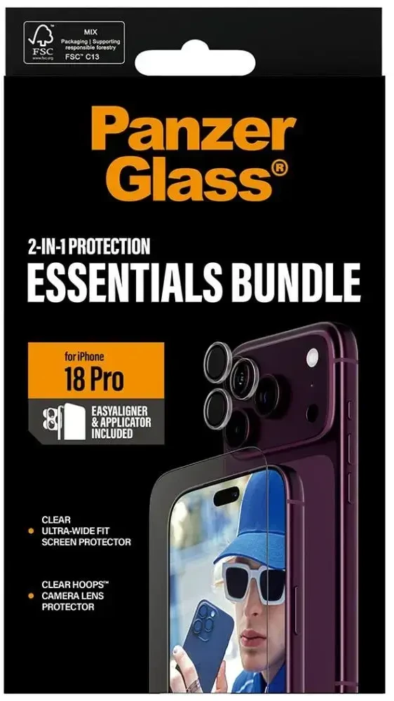 Panzer Glass PanzerGlass Essentials 2-in-1 ekrano ir objektyvo apsaugos rinkinys iPhone 18 Pro