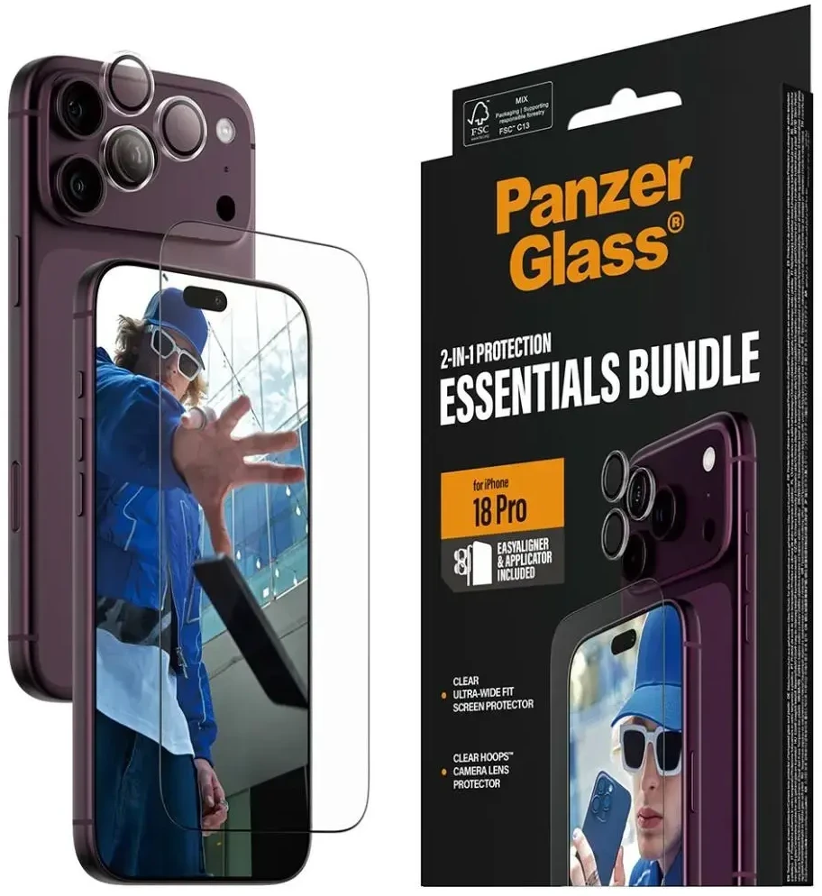 Panzer Glass PanzerGlass ® 2-in-1 Essentials Bundle iPhone 18 Pro Max, Apple - iPhone 18 Pro Max, Dry application, Scratch resistant, Shock resistant, Transparent, 1 pc(s)