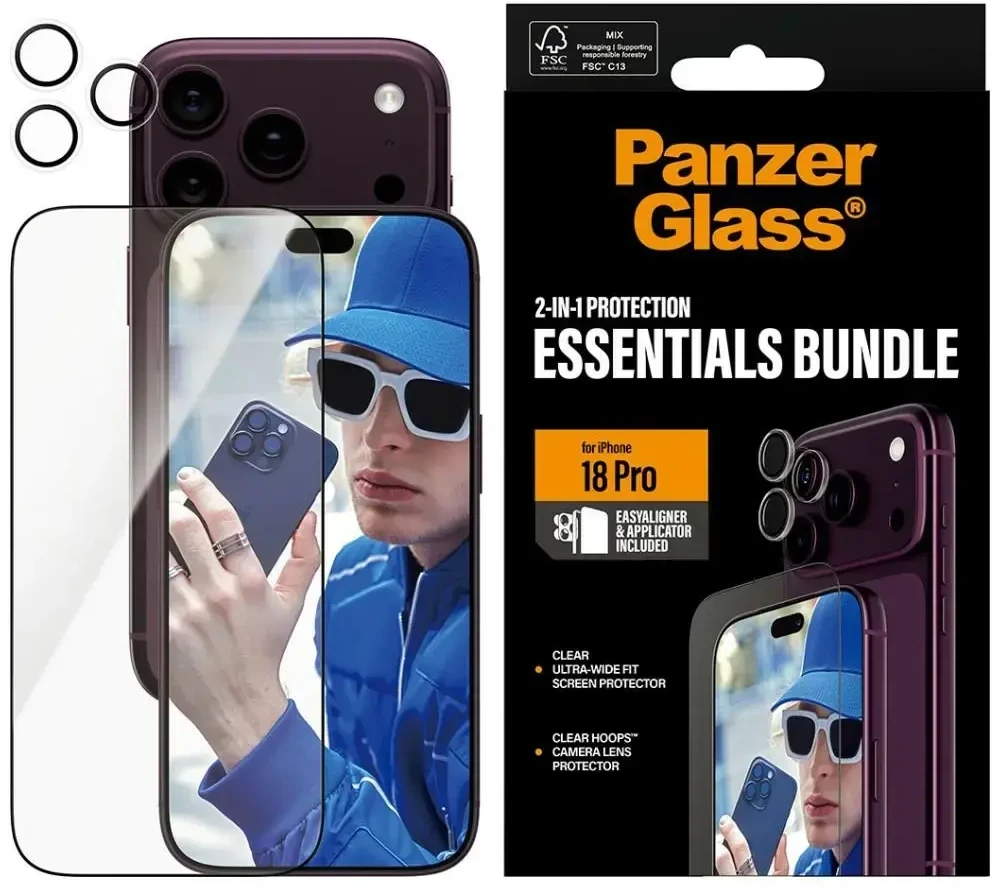 Panzer Glass PanzerGlass Essentials 2-in-1 ekrano ir objektyvo apsaugos rinkinys iPhone 18 Pro