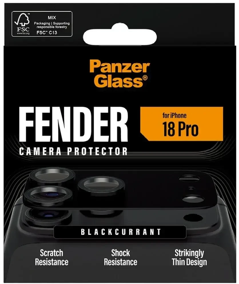 Panzer Glass Grūdintas stiklas na objektyvas PanzerGlass Fender Camera Protector do iPhone 18 Pro juoda porzeczka