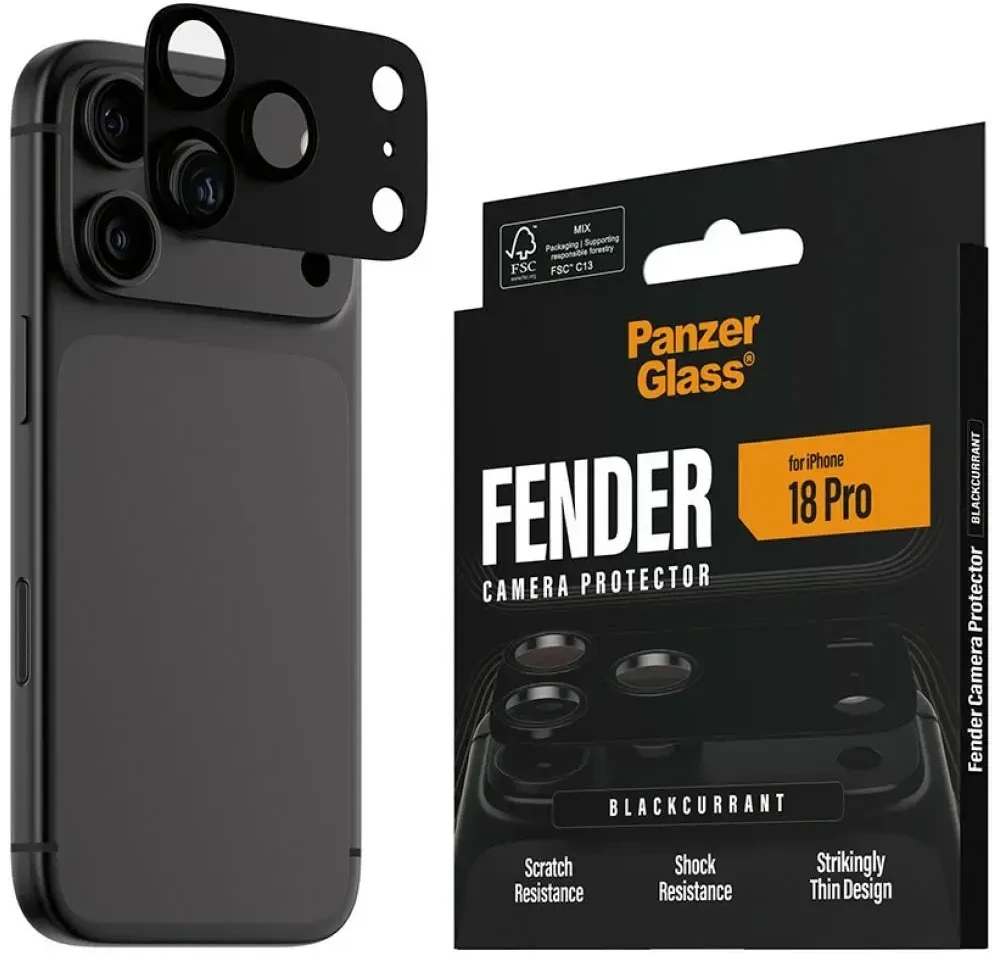 Panzer Glass Grūdintas stiklas na objektyvas PanzerGlass Fender Camera Protector do iPhone 18 Pro juoda porzeczka