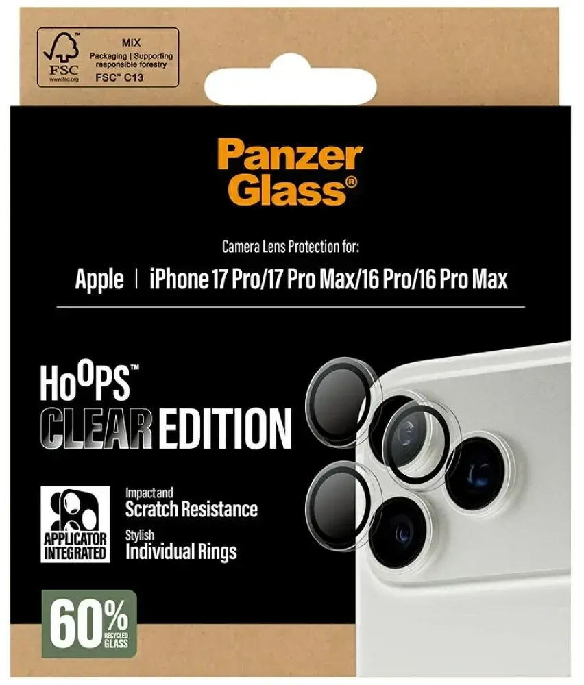 Panzer Glass PanzerGlass Hoops grūdintas stiklas fotoaparato apsauga, skirta iPhone 17 Pro | 17 Pro Max | 16 Pro | 16