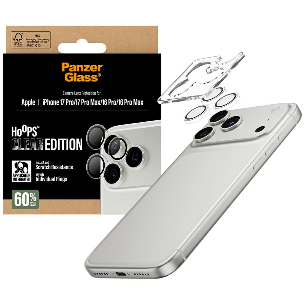 Panzer Glass Grūdintas stiklas na objektyvas PanzerGlass Hoops do iPhone 17 Pro / 17 Pro Max / 16 Pro / 16 Pro Max
