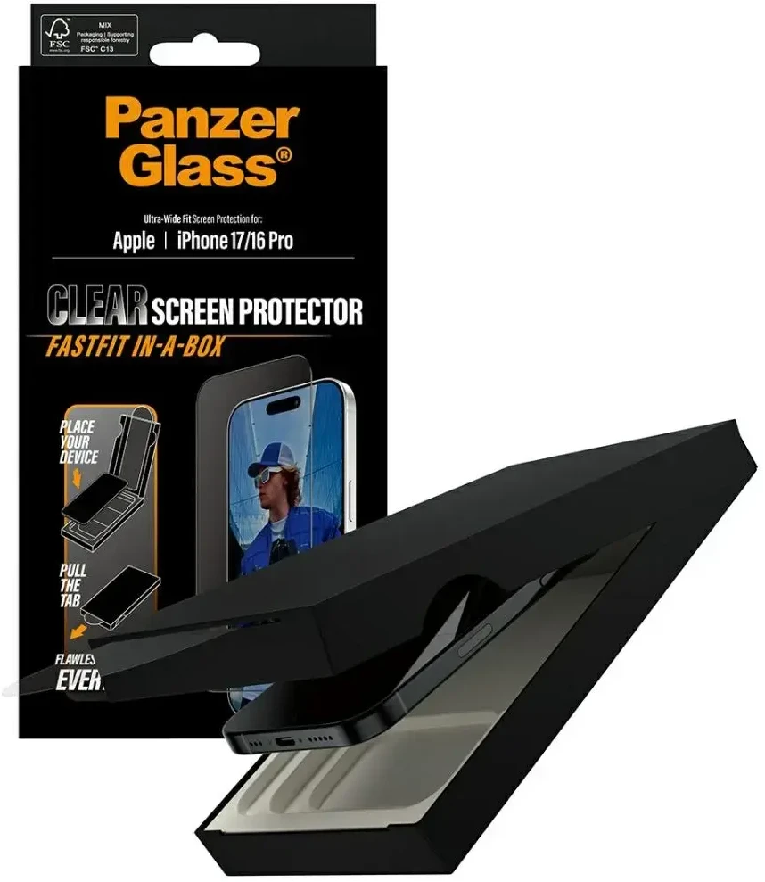 Panzer Glass PanzerGlass Ultra-Wide Fit Fastfit grūdintas stiklas, skirtas iPhone 17 | 16 Pro