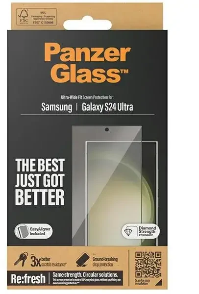 Panzer Glass PanzerGlass Ultra-Wide Fit grūdintas stiklas telefonui Samsung Galaxy S24 Ultra S928 su aplikatoriumi
