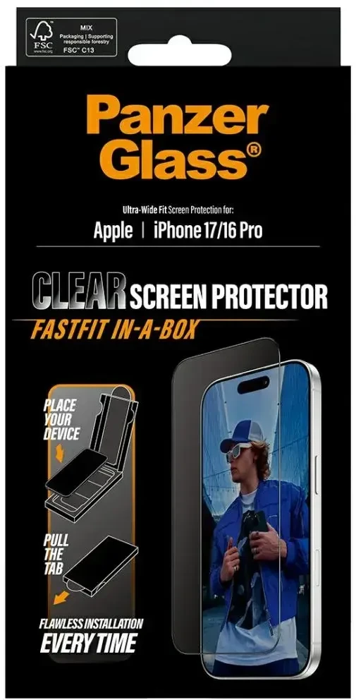 Panzer Glass PanzerGlass Ultra-Wide Fit Fastfit grūdintas stiklas, skirtas iPhone 17 | 16 Pro