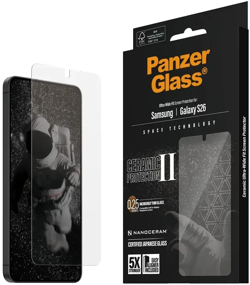 Panzer Glass PanzerGlass Apsauginis stiklas PanzerGlass Ceramic Screen Protector Samsung Galaxy S26 | U-Wide Fit w. EasyAligner