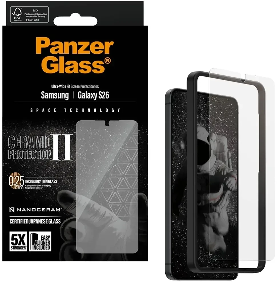 Panzer Glass PanzerGlass Apsauginis stiklas PanzerGlass Ceramic Screen Protector Samsung Galaxy S26 | U-Wide Fit w. EasyAligner