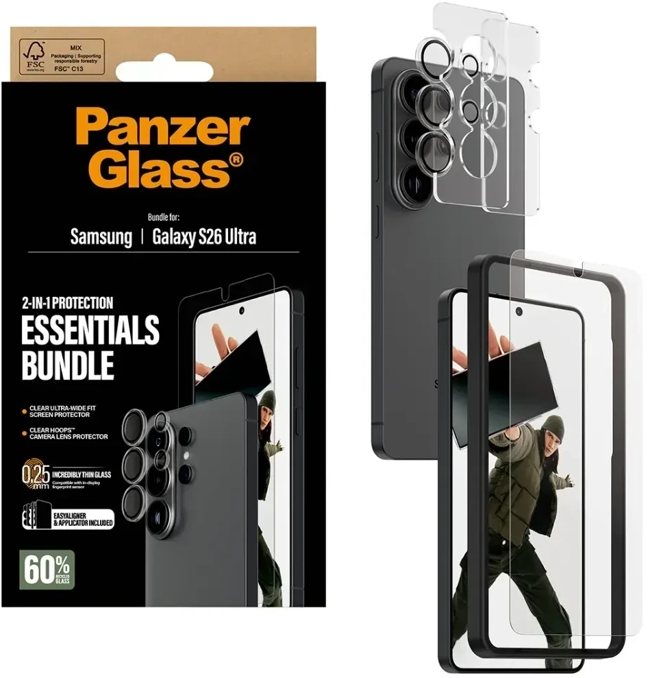 Panzer Glass Protective Set PanzerGlass Hoops 2-in-1 Ultra-Wide Fit Glass + Lens for Samsung Galaxy S26 Ultra