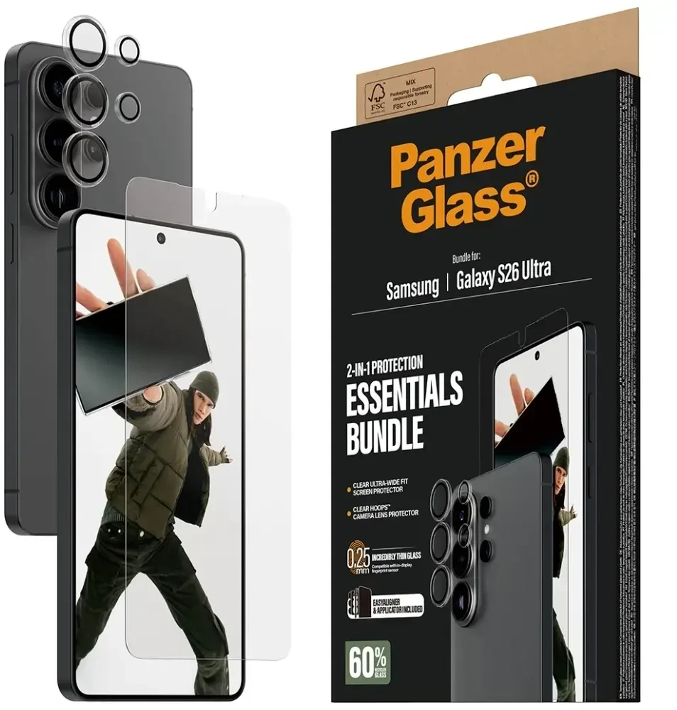 Panzer Glass Protective Set PanzerGlass Hoops 2-in-1 Ultra-Wide Fit Glass + Lens for Samsung Galaxy S26 Ultra