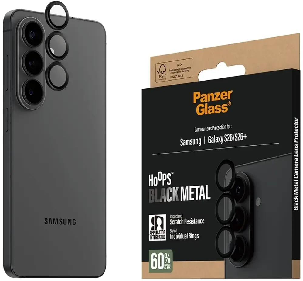 Panzer Glass PanzerGlass PanzerGlass Hoops Camera Lens Protector Juodas Samsung Galaxy S26 | S26+ Przezroczysta ochrona ekranu 1 vnt.