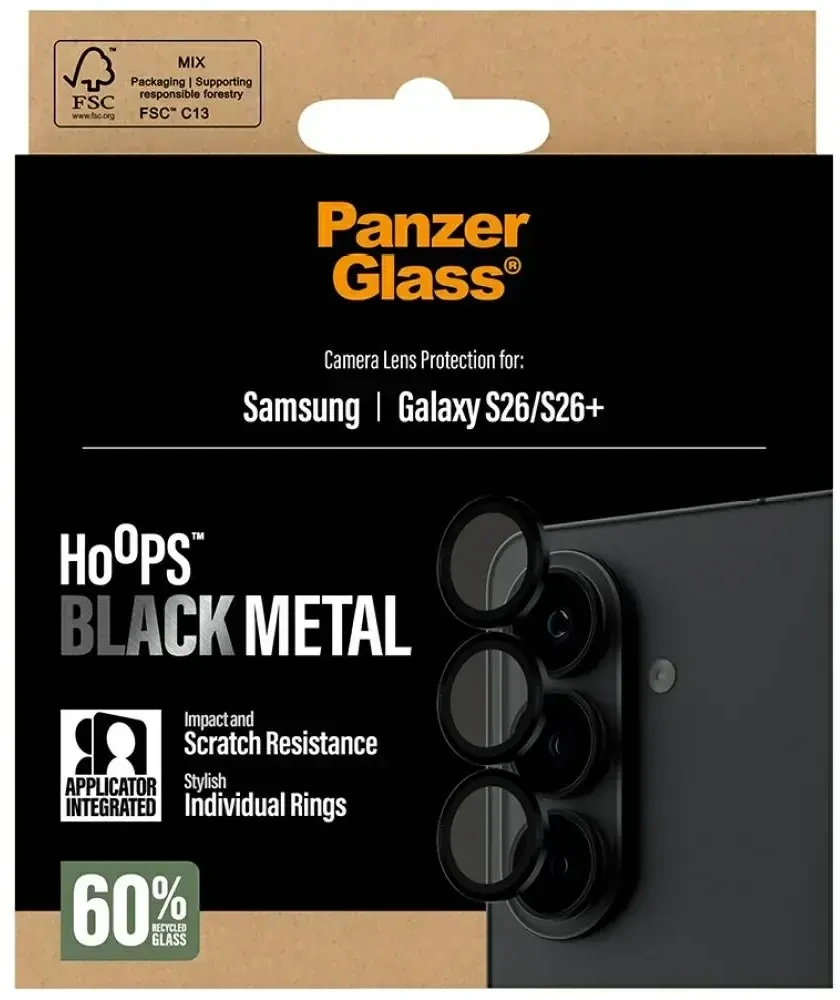 Panzer Glass PanzerGlass PanzerGlass Hoops Camera Lens Protector Juodas Samsung Galaxy S26 | S26+ Przezroczysta ochrona ekranu 1 vnt.