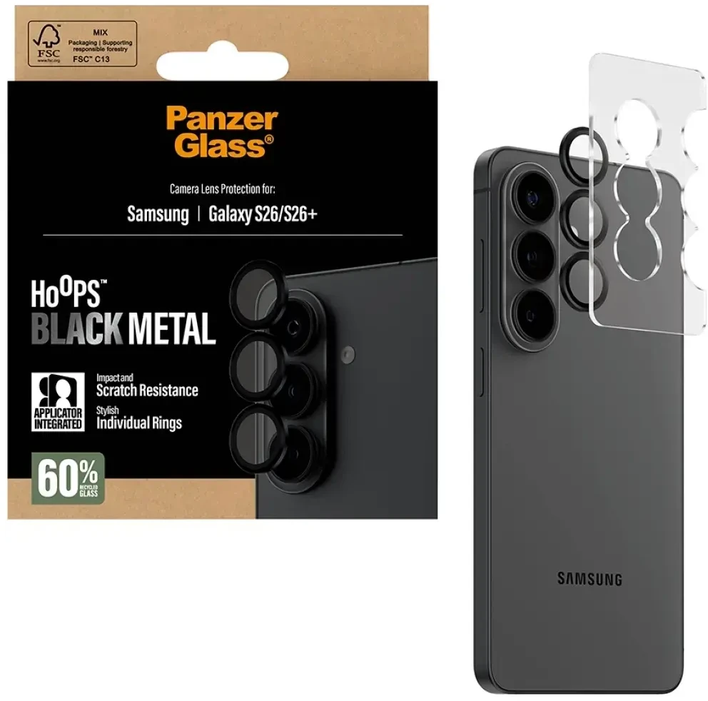 Panzer Glass PanzerGlass PanzerGlass Hoops Camera Lens Protector Juodas Samsung Galaxy S26 | S26+ Przezroczysta ochrona ekranu 1 vnt.