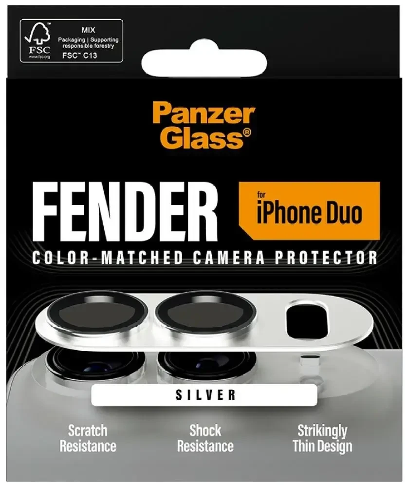 Panzer Glass PanzerGlass Fender fotoaparato objektyvo apsauga, sidabrinė, iPhone Duo