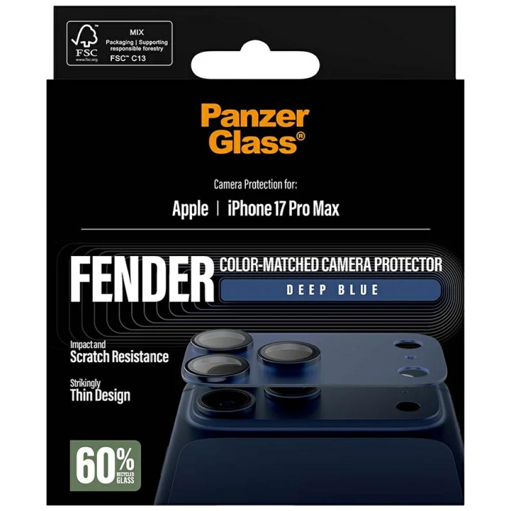 „Panzer Glass PanzerGlass Fender“ kameros apsauginis grūdinto stiklo objektyvo ekrano apsauginis dėklas, skirtas „iPhone 17 Pro Max“ - Mėlyna