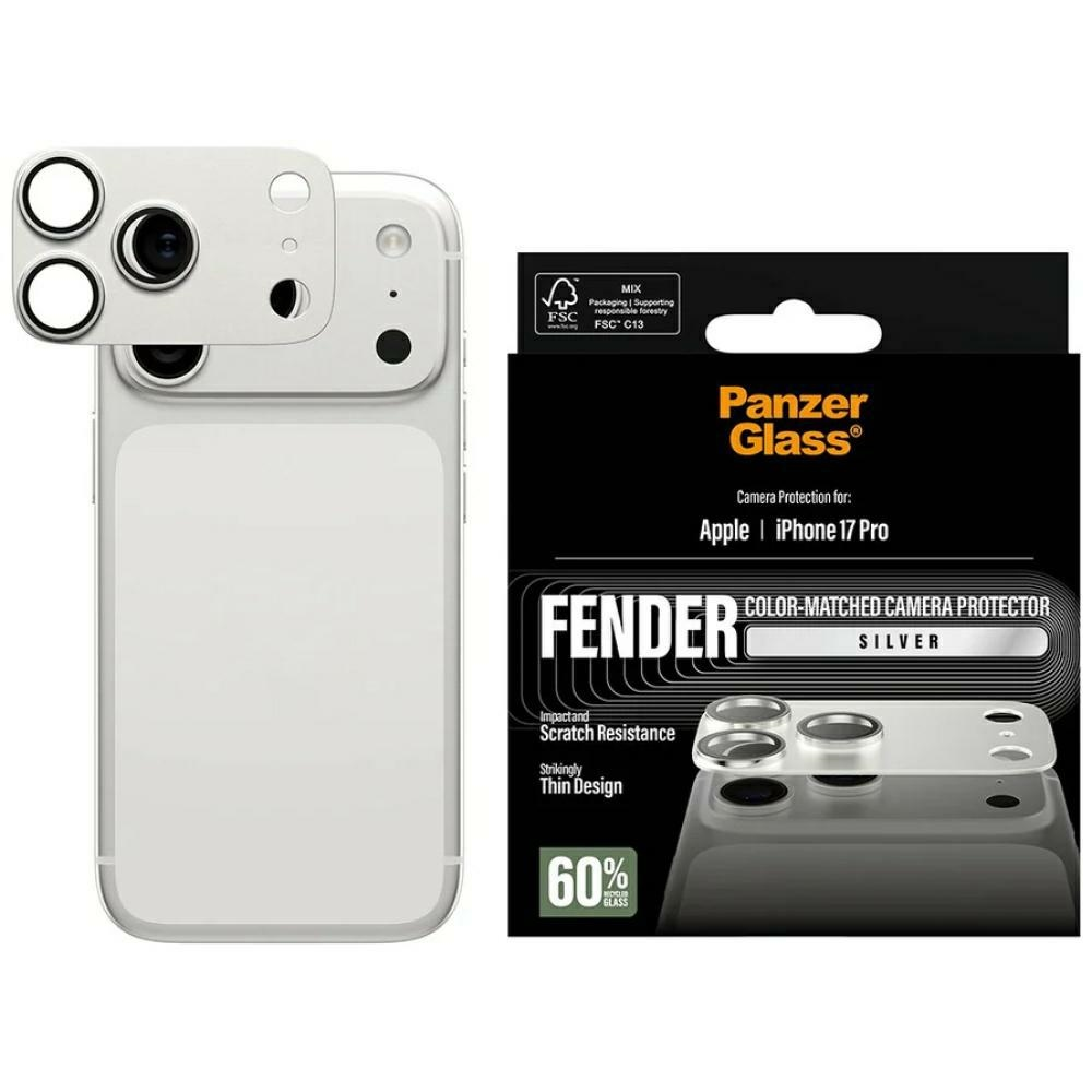 Panzer Glass Grūdintas stiklas na objektyvas PanzerGlassFender Camera Protector do iPhone 17 Pro sidabrinė
