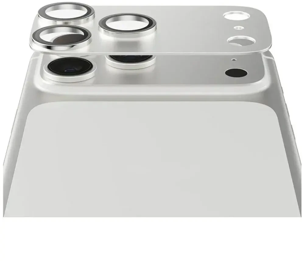 Panzer Glass Grūdintas stiklas fotoaparato objektyvui PanzerGlass Fender Camera Protector, skirtas iPhone 17 Pro, sidabrinis