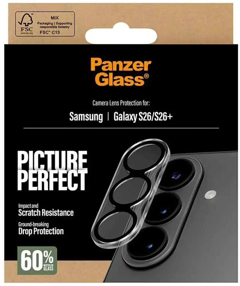 „Panzer Glass PanzerGlass ® PicturePerfect“ fotoaparato objektyvo apsauga „Samsung Galaxy S26 | S26+“, „Samsung“, „Samsung – Galaxy S26“, „Samsung – Galaxy S26+“, Sausas klijavimas, Atsparus įbrėžimams, Atsparus smūgiams, Permatomas, 1 vnt.