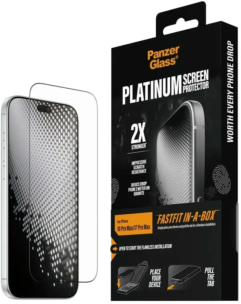 Panzer Glass Tempered glass PanzerGlass Platinum w. Fastfit in-a-box do iPhone 18 Pro Max / 17 Pro Max