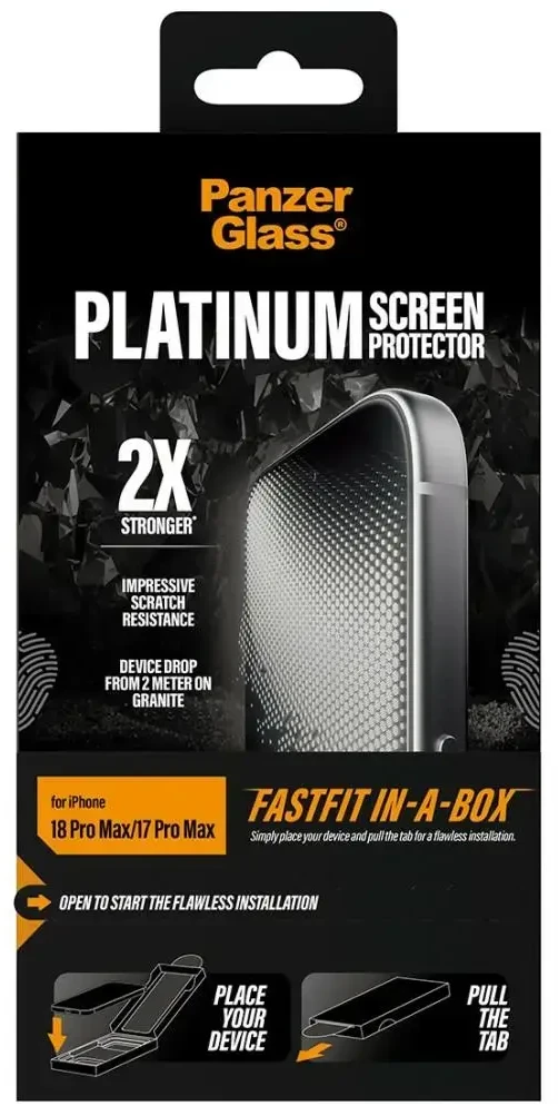 Panzer Glass Tempered glass PanzerGlass Platinum w. Fastfit in-a-box do iPhone 18 Pro Max / 17 Pro Max