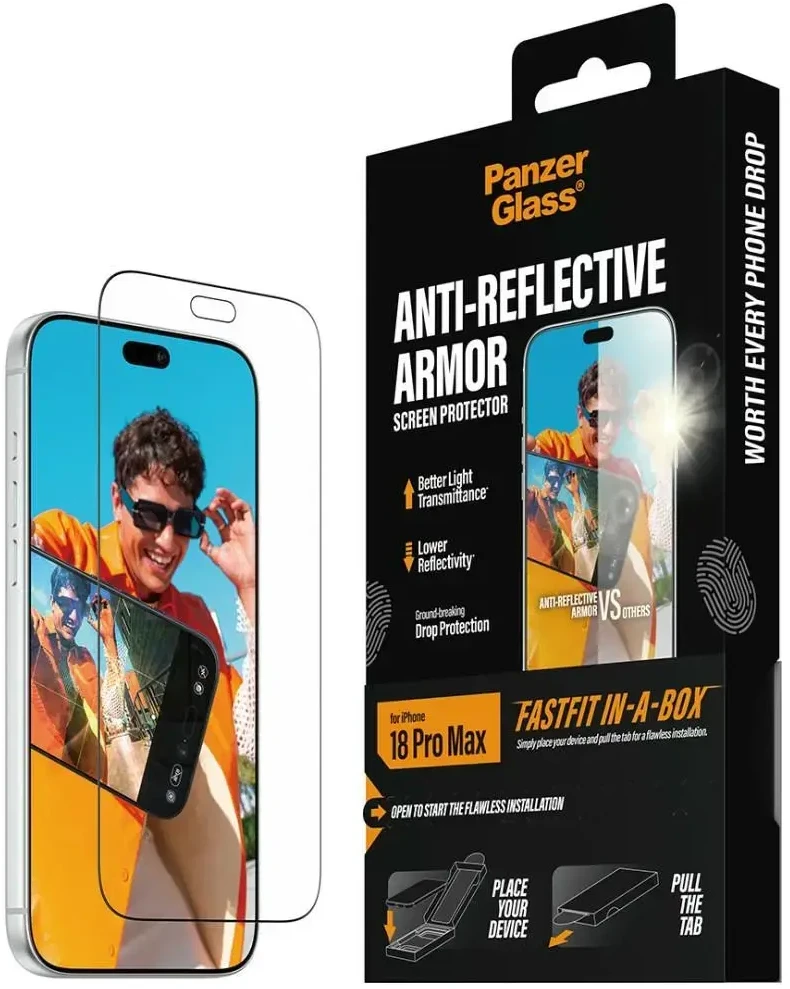 Panzer Glass Tempered PanzerGlass Armor Anti-Reflective Screen Protector w.FastFit in-a-box for iPhone 18 Pro Max