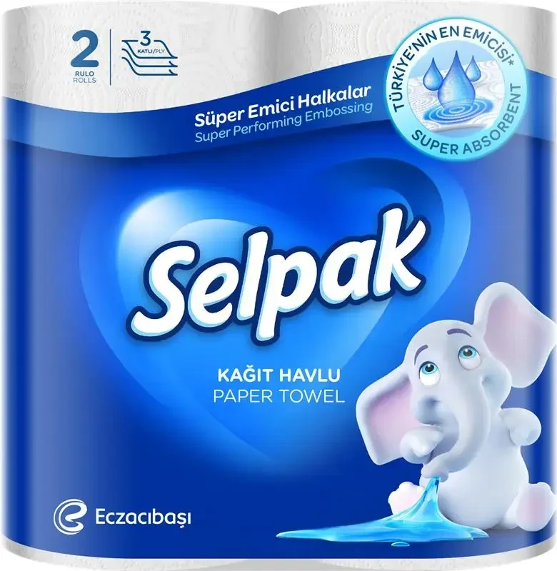 Popieriniai rankšluosčiai SELPAK, 3 sluoksnių, 84 lapeliai, 11,25 m ilgio, 2 ritinėliai, baltos spalvos