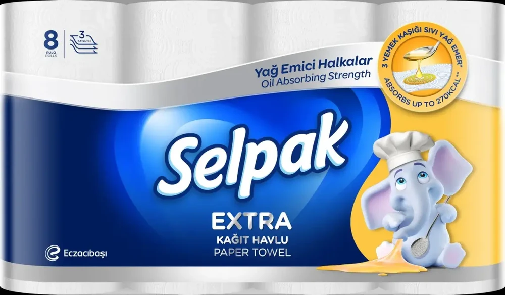 Popieriniai rankšluosčiai SELPAK Extra Calorie ABS, 75 lakštai, 3 sluoksniai, 8 vnt.