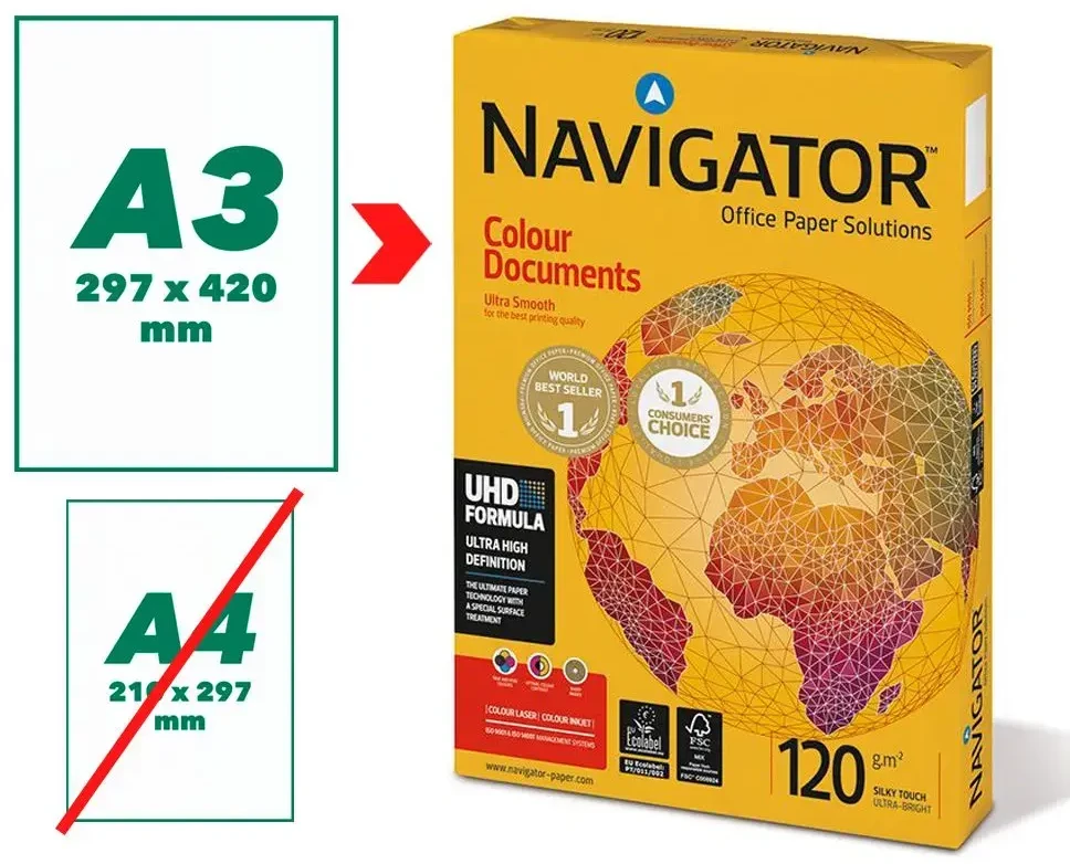 Biuro popierius Navigator Colour Dokuments, A3, 120g (500) 0701-003