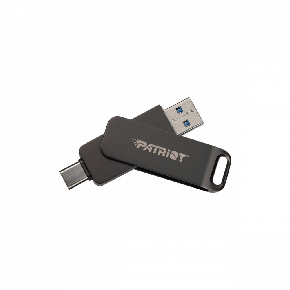 USB atmintinė PATRIOT Rage R550 32GB 100 MB/S USB A+C su pasukamu dizainu (PE32GR550DSAD) Juodas