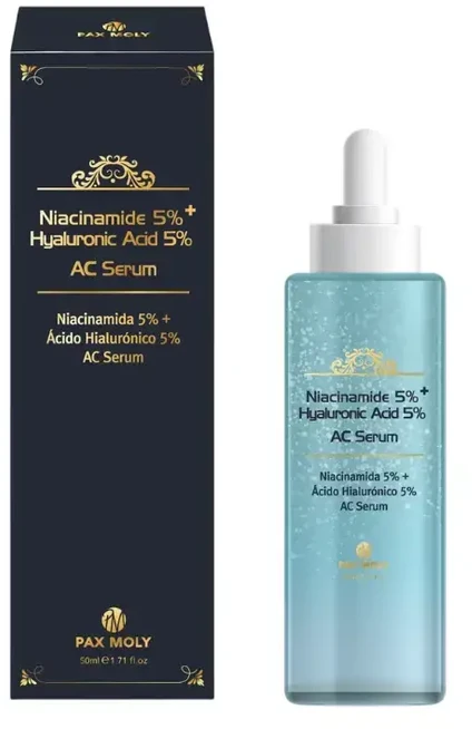 PaxMoly Ac Serum Niacinamide 5% + Hyaluronic Acid 5% Anti-Aging Day & Night Serum For Face, 50 ml