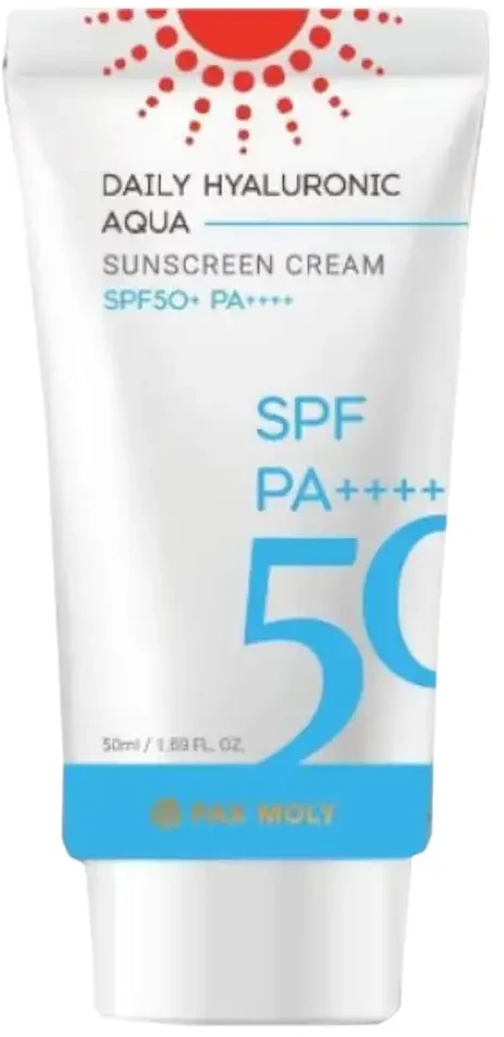 PaxMoly Daily Hyaluronic Aqua Hydrating & Protecting Sunscreen Kreminis Face & Body SPF50+, 50 ml