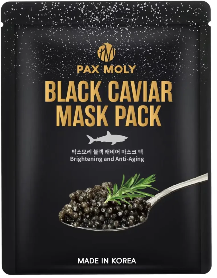 PaxMoly, Juodas Caviar, Brightening, Hydrating & Anti-Aging, Sheet Mask, Face, 25 ml