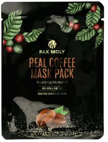 PaxMoly, Real Coffee, Hydration & Elasticity, Sheet Mask, For Face, 25 ml