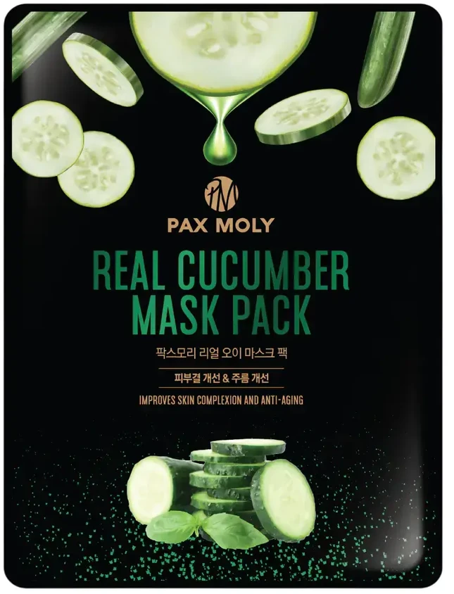 PaxMoly, Real Cucumber, Anti-Aging, Sheet Mask, For Face, 25 ml