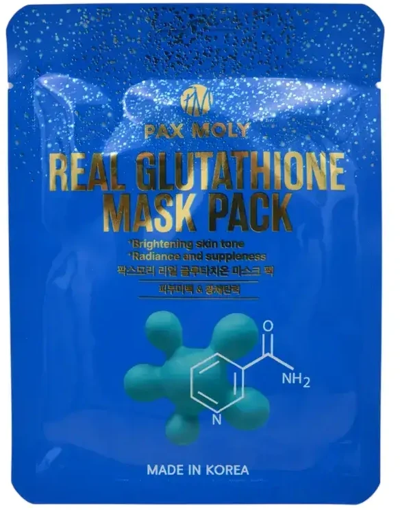 PaxMoly, Real Glutathione, Brightening & Hydrating, Sheet Mask, Face, Day & Night, 25 ml